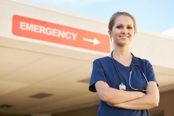 doctor waiting outside hospital with aspirin for emergency stroke treatment
