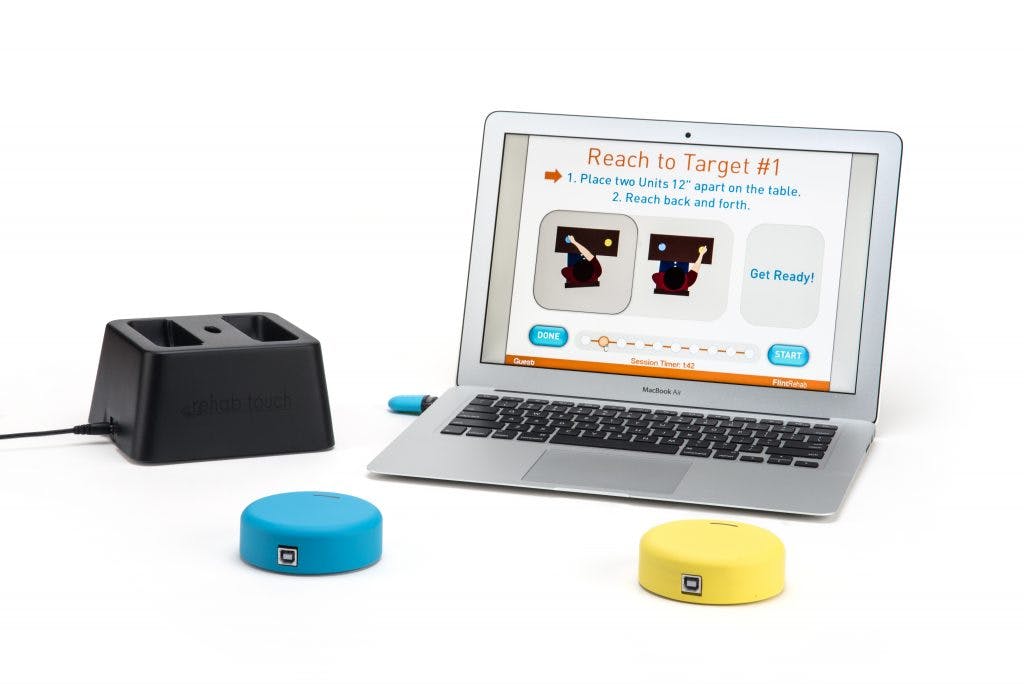 fitmi neurorehab device with pucks for stroke, brain injury, and spinal cord injury recovery from home