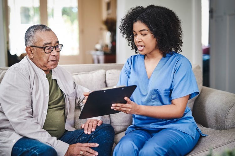 nurse explaining rehabilitation plan to mca stroke patient