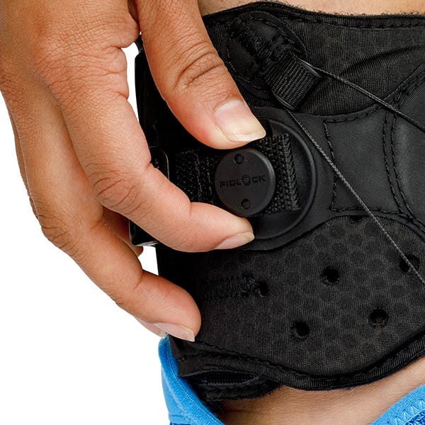 attaching the strap to the foot drop brace