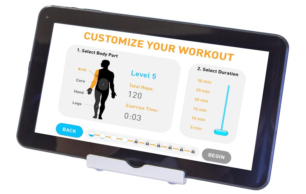 flint rehabstudio tablet showing neurorehab for stroke